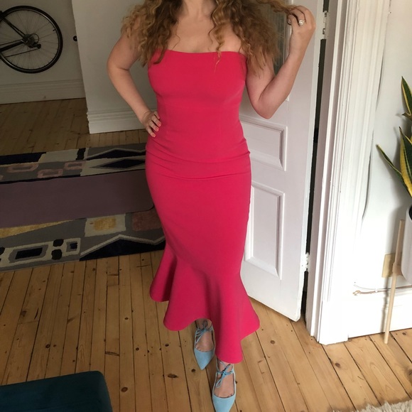 Barbiecore Pink Dress Strapless Luna Dress by Cinq à Sept size 6-8 - Picture 3 of 7